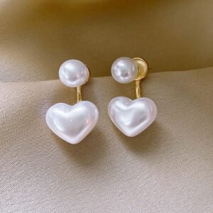 Επιχρυσωμένα Σκουλαρίκια Καρδιά με Μαργαριτάρι