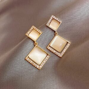 Σκουλαρίκια Ρόμβος Επιχρυσωμένα με Ζιργκόν