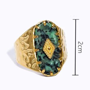 Green Boho – Δαχτυλίδι με Πράσινη Πέτρα & 18K Επιχρύσωση