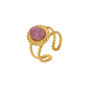 Δαχτυλίδι Rose Gem – Επιχρυσωμένο 18K με Ημιπολύτιμο Λίθο