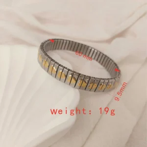 Βραχιόλι Ελαστικό Ατσάλινο με Χρυσές Καρδιές Λεπτό