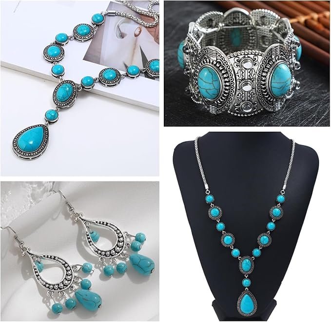 Σετ Κοσμημάτων με Τυρκουάζ Πέτρα Οβάλ & Ανωξίδωτο ατσάλι