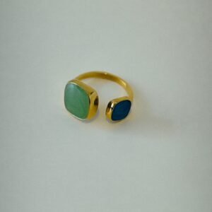Δαχτυλίδι Ocean Glow 18K – Επιχρυσωμένο Ατσάλι με Πράσινη & Μπλε Πέτρα
