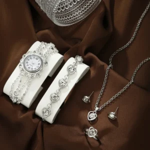 Σετ Κοσμημάτων & Ρολογιού “Άνεμος” – Ανοξείδωτο Ατσάλι με Λευκά Ζιρκόν (5 τμχ.)