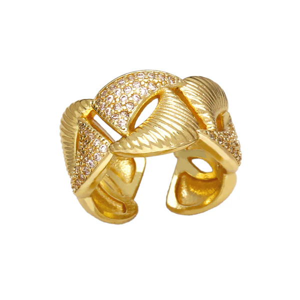 Δαχτυλίδι Ανοιχτό από Επιχρυσωμένο Ατσάλι 18Κ με Zircon