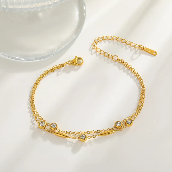 Βραχιόλι Επιχρυσωμένο Ατσάλι 18Κ με Zircon - Image 2