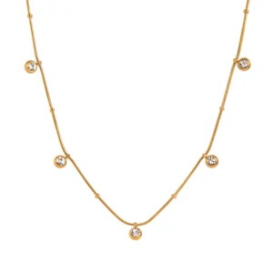 Κολιέ Επιχρυσωμένο Ατσάλι 18Κ με Μικρά Zircon