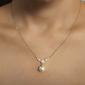 Κομψό Κολιέ με Πέρλα & Zircon – Ανοξείδωτο Ατσάλι 18K – Δεν Μαυρίζει