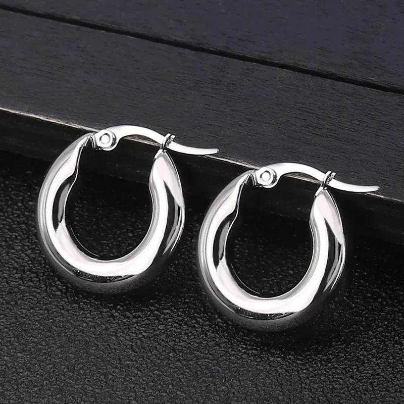 Bold Κρίκοι από Ανοξείδωτο Ατσάλι (Chunky Hoops) - Image 2