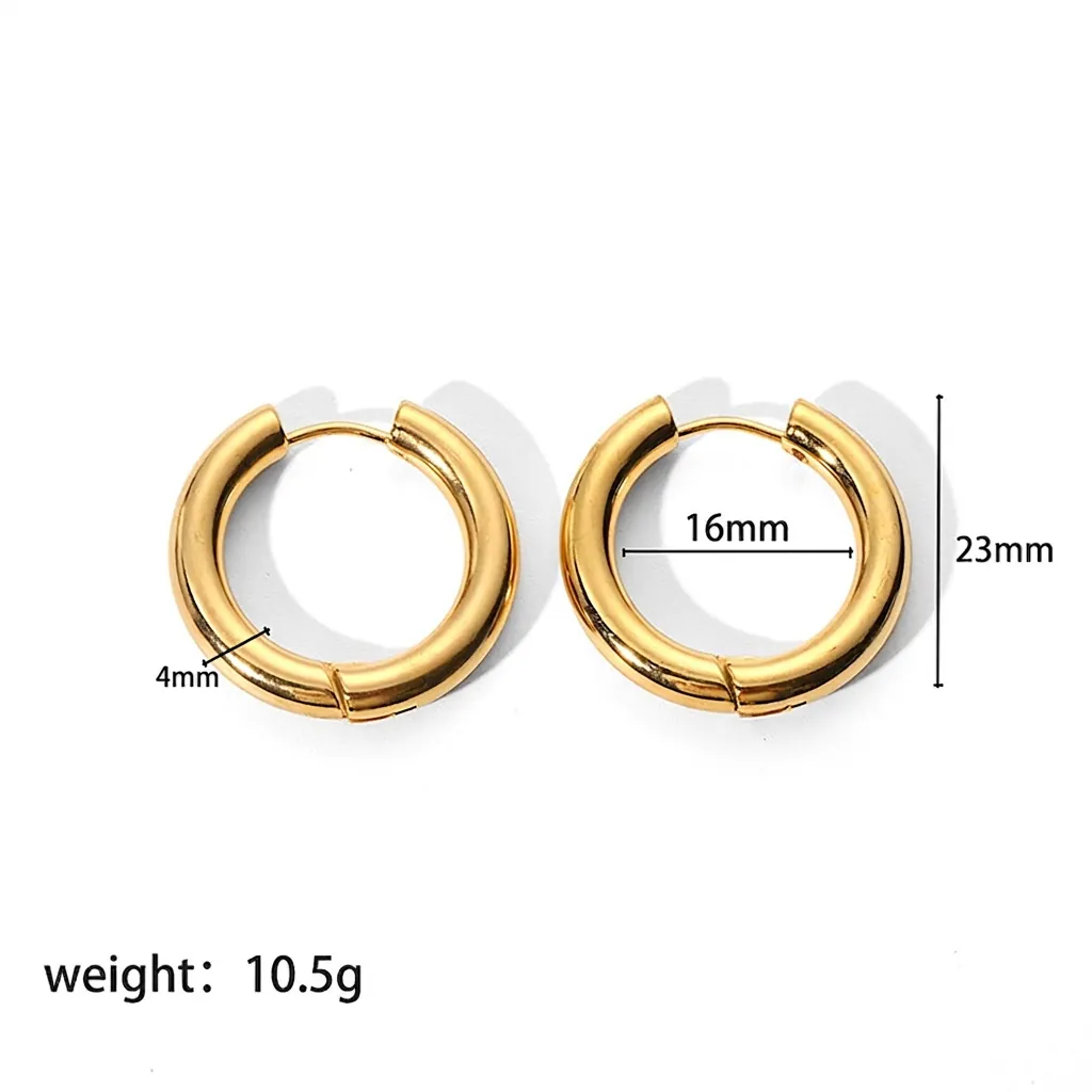 Chunky Κρίκοι από Ατσάλι με Επιχρύσωση 18Κ (16mm)